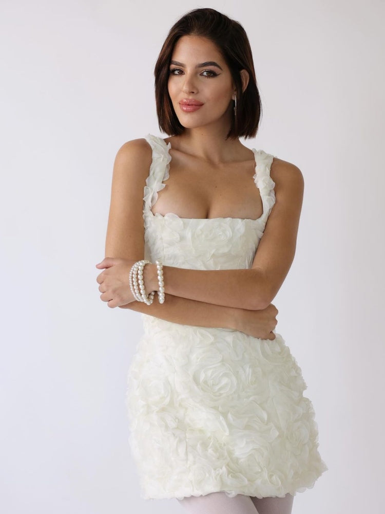 JENNIFER | Vestido Mini Corset con Flores Bordadas