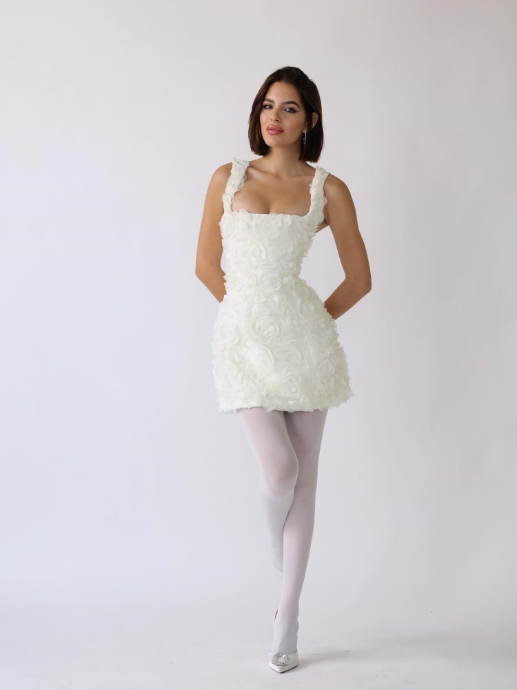 JENNIFER | Vestido Mini Corset con Flores Bordadas