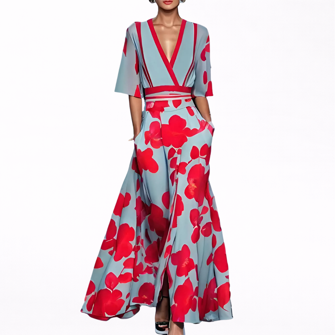 Valentina - Vestido maxi elegante con escote profundo