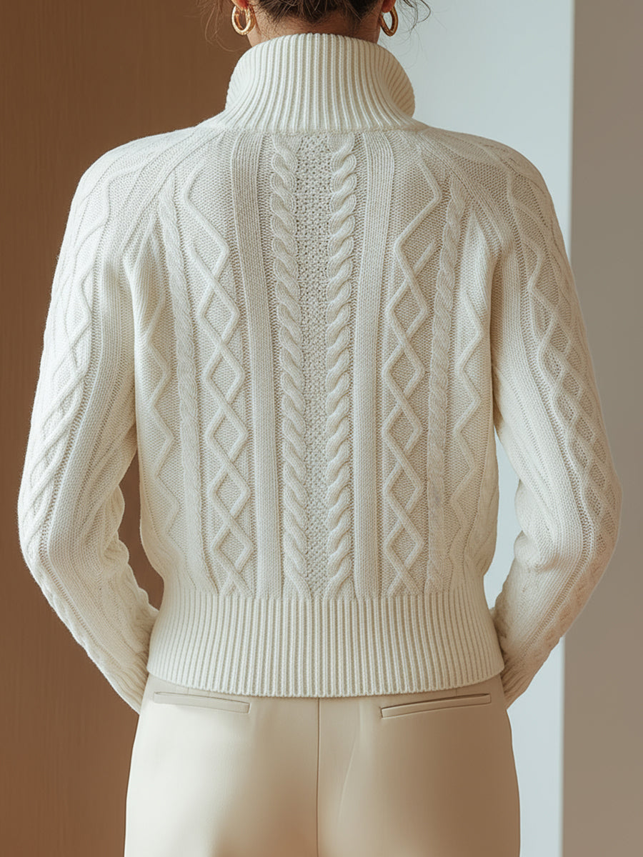 Célestine™ | Jersey de punto suave con cuello alto y estampado artístico