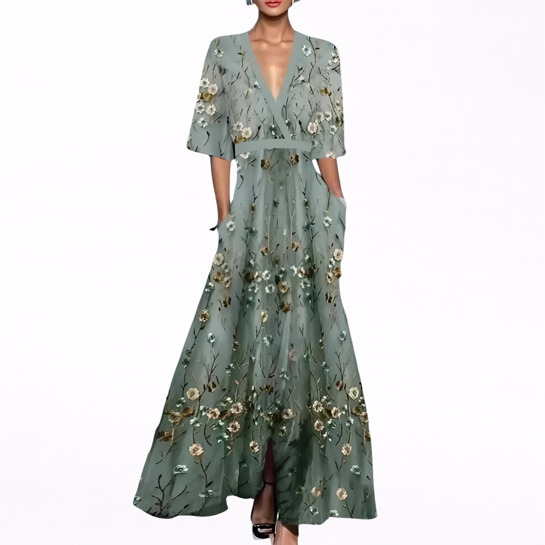 Valentina - Vestido maxi elegante con escote profundo