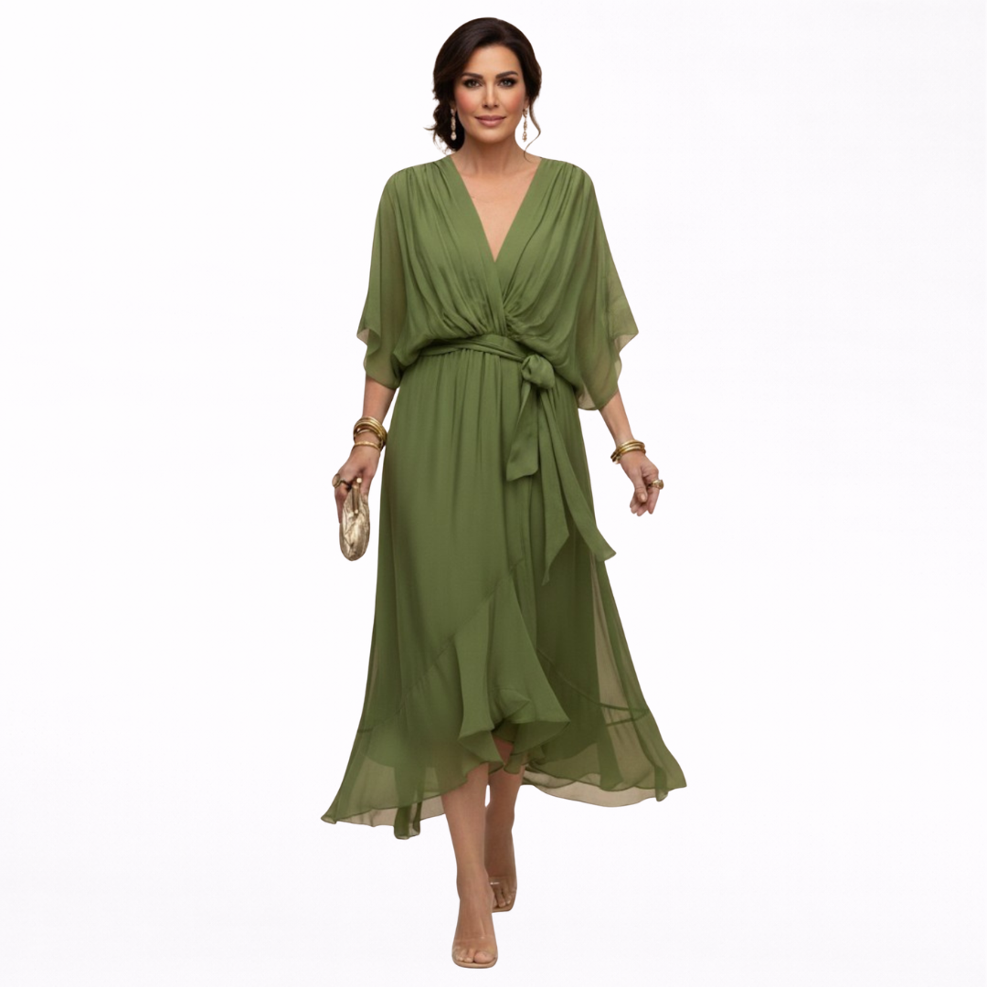 Monica - Vestito in chiffon con scollo a V