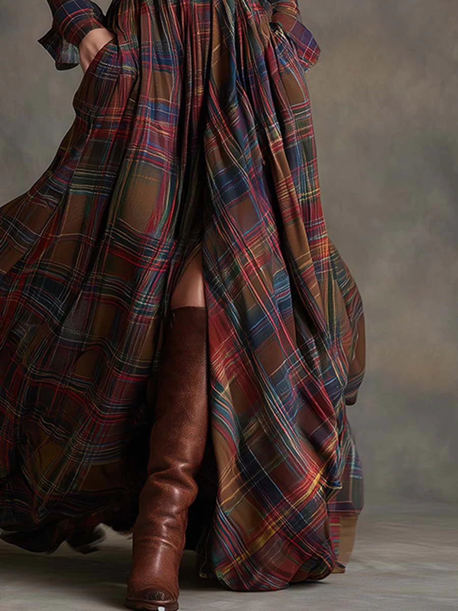Vestido largo de cuadros | Elegancia atemporal