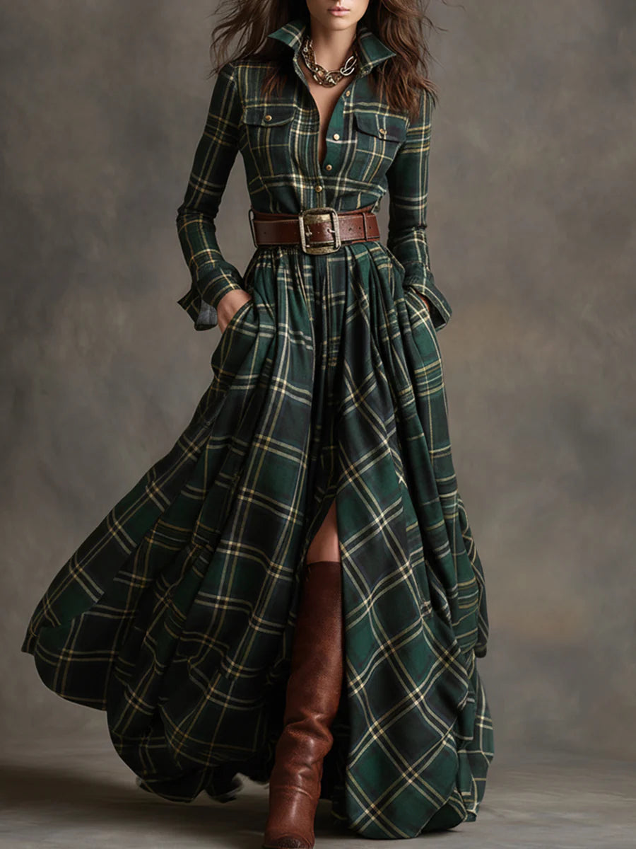 Vestido largo de cuadros | Elegancia atemporal