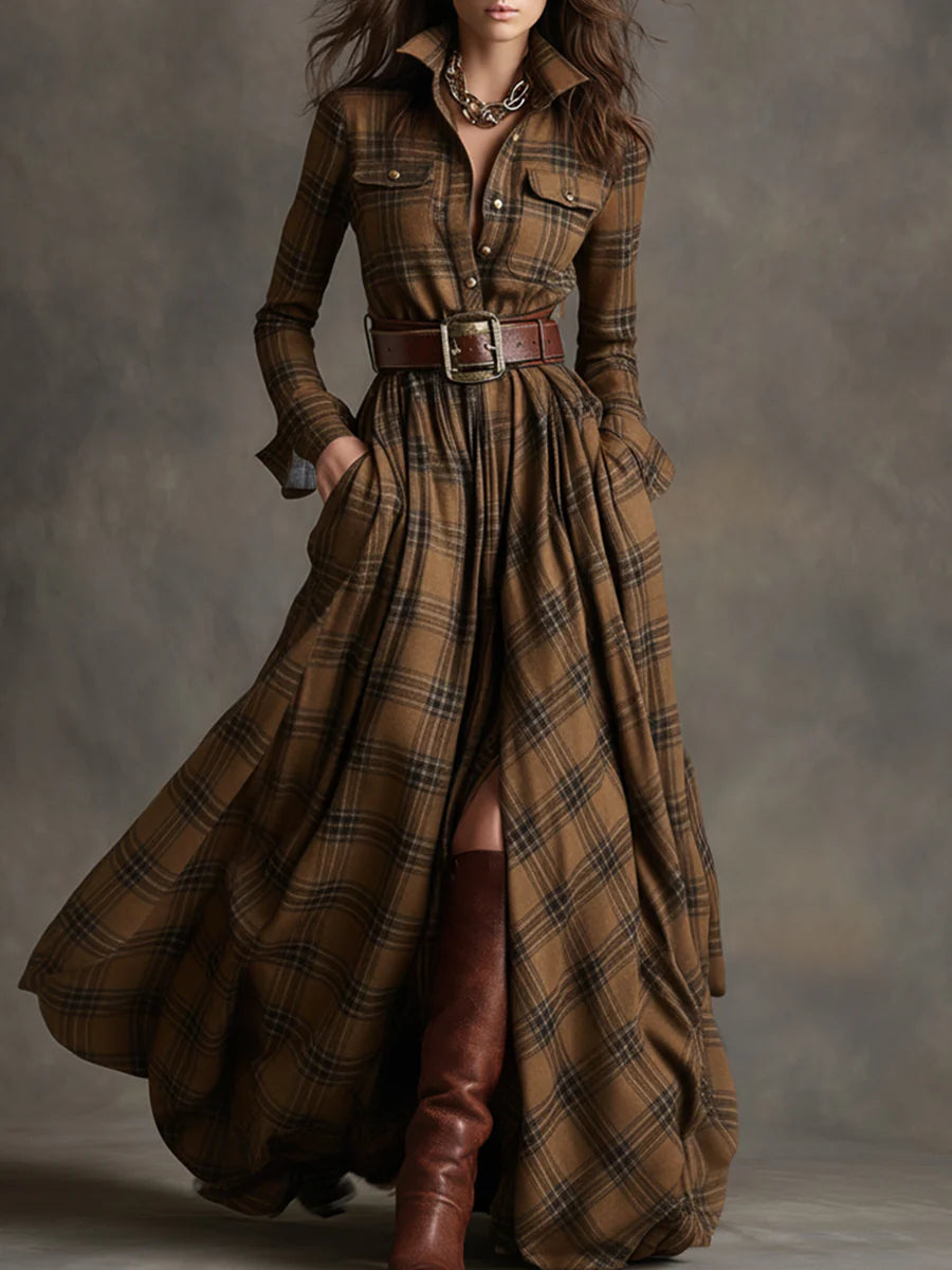 Vestido largo de cuadros | Elegancia atemporal
