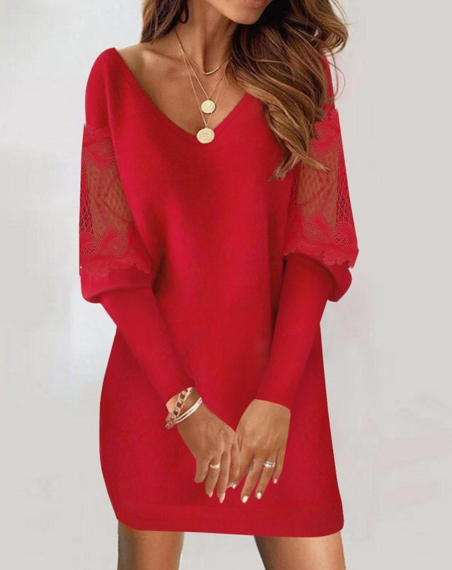 Eva - Vestido Elegante en Encaje con Escote en V