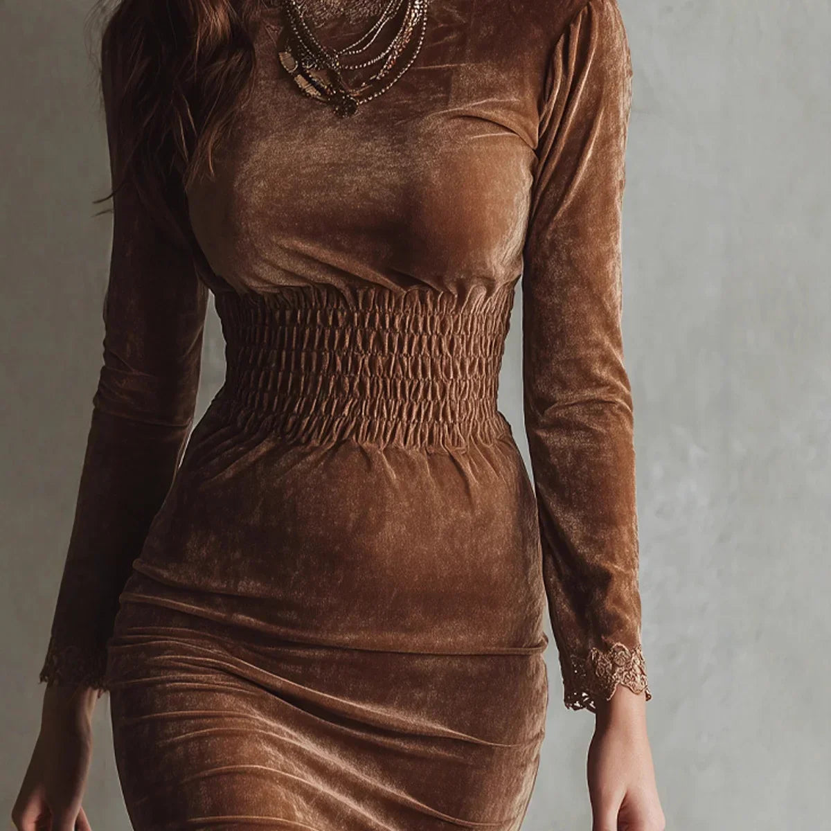 Rosalie | Vestido de Terciopelo con Cintura Fruncida