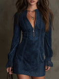 Margot | Vestido Corto Efecto Ante con Encaje
