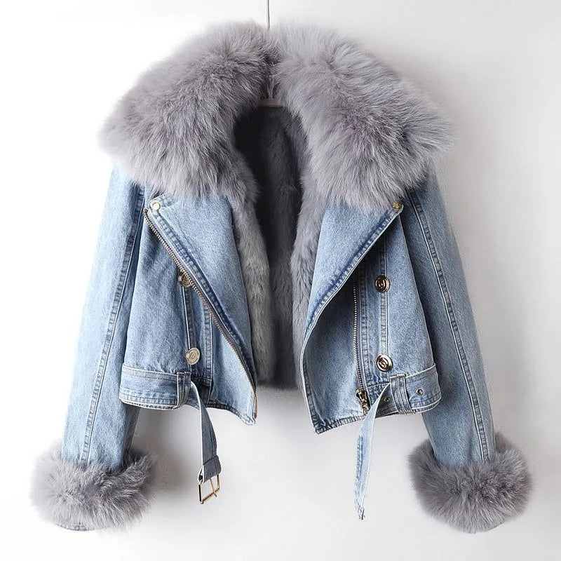 Amara Édition Luxe | Chaqueta denim cálida con forro de pelo