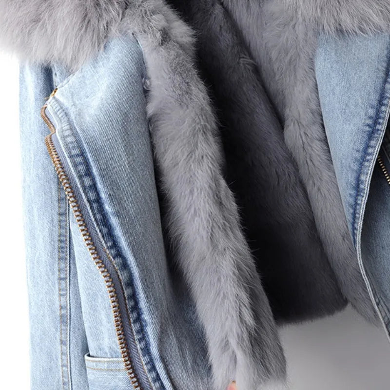 Amara Édition Luxe | Chaqueta denim cálida con forro de pelo