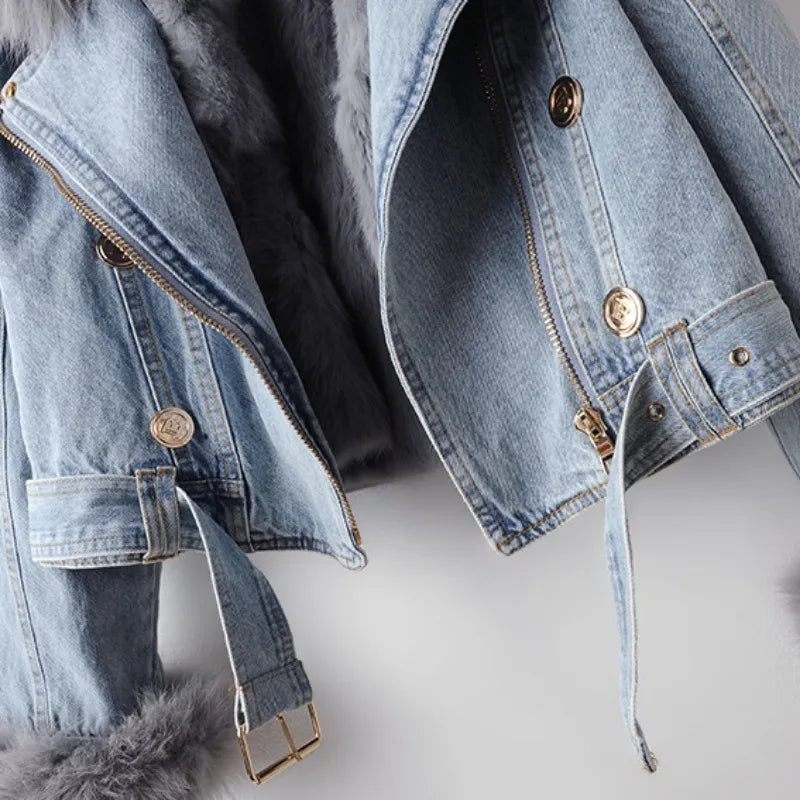 Amara Édition Luxe | Chaqueta denim cálida con forro de pelo