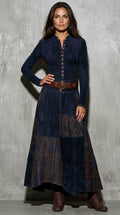 Elisa | Vestido maxi de ante con cinturón