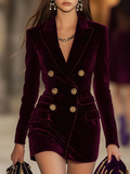 Isabelle | Vestido Blazer de Terciopelo con Botones Dorados