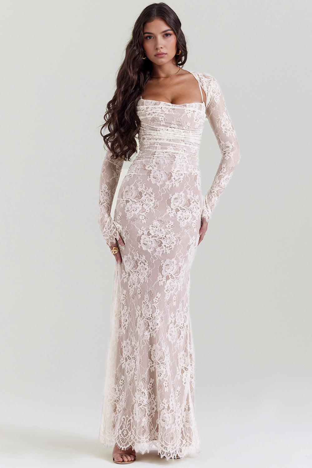 LUCIANA | Vestido Maxi de Encaje con Corsé y Cordones