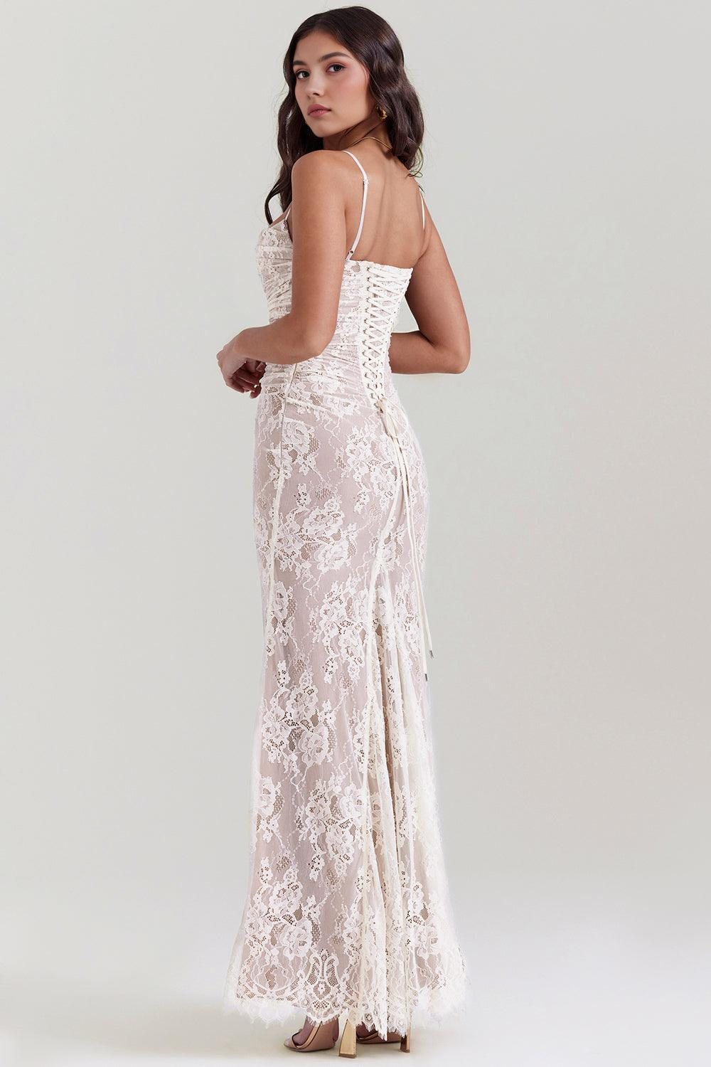 LUCIANA | Vestido Maxi de Encaje con Corsé y Cordones