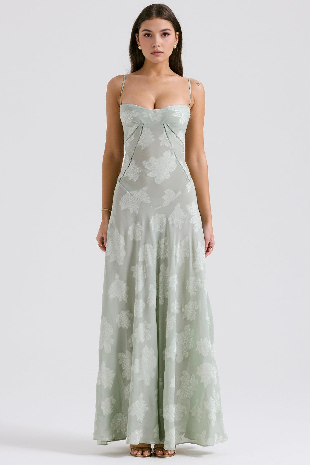 ISLA | Vestido Maxi con Escote Corazón y Cintura Ceñida