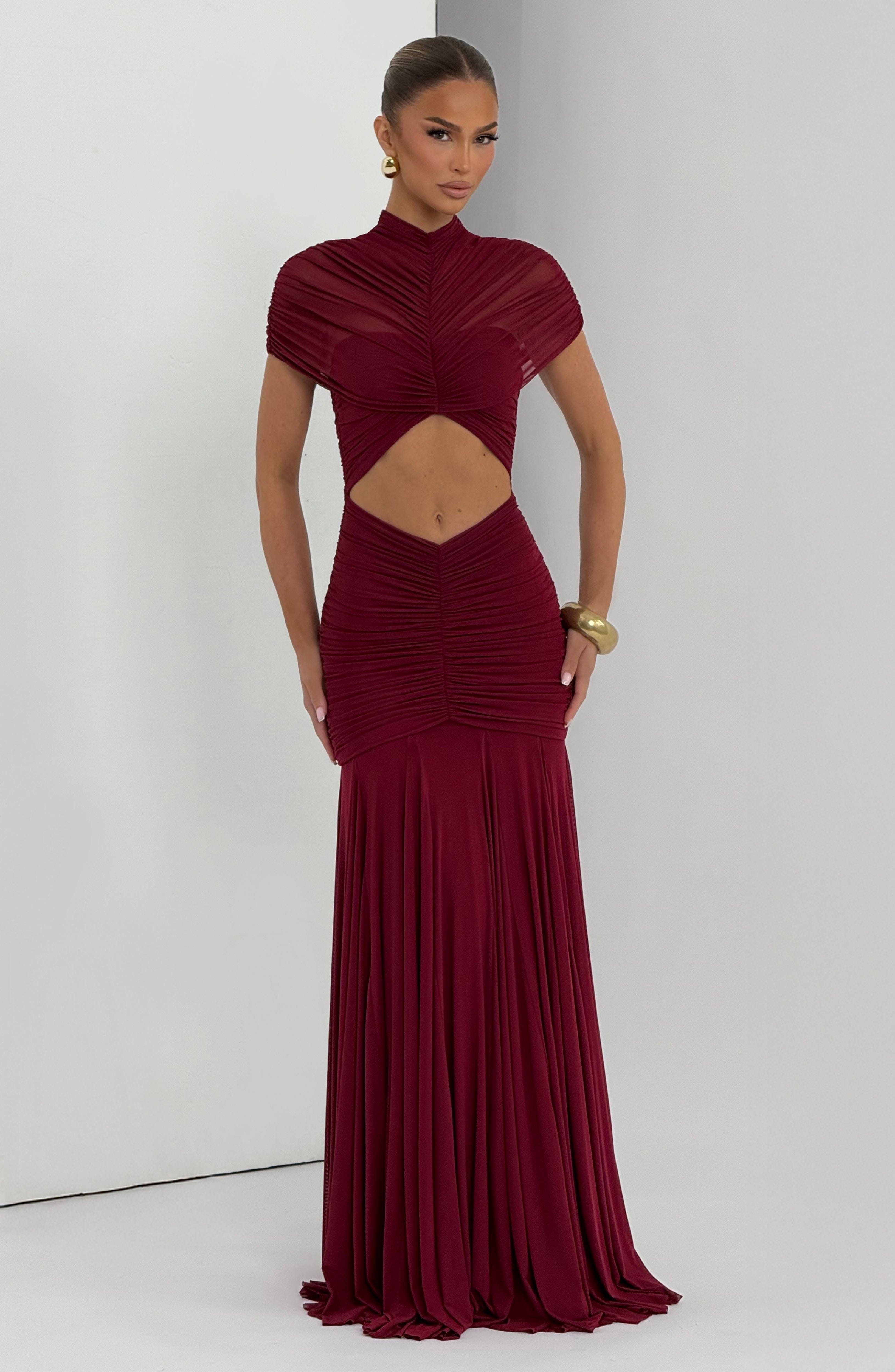 Vestido largo Jaya - Borgoña