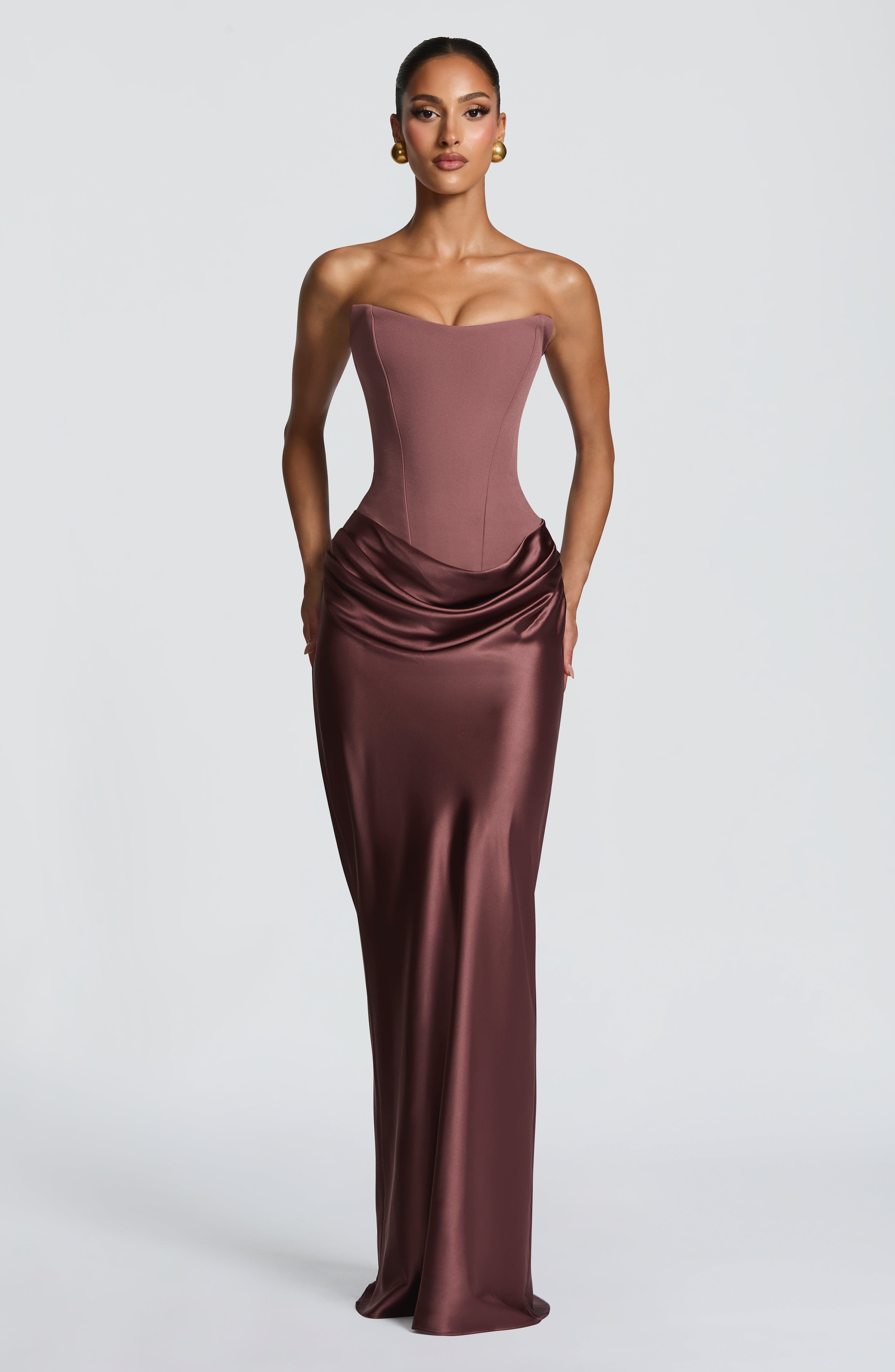 Vestido largo Maggie - Rosa empolvado