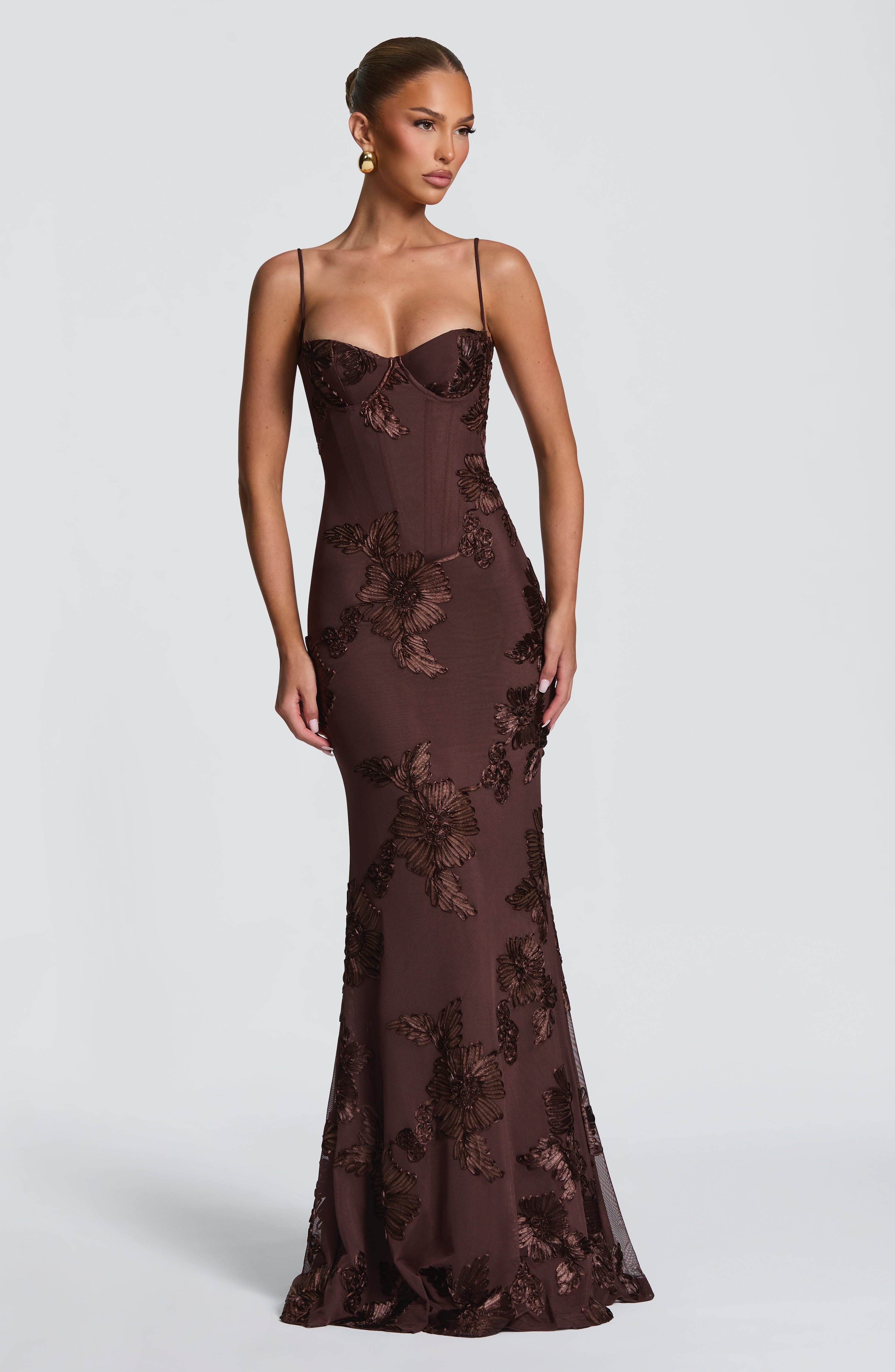 Vestido largo Nefertiti - Marrón ciruela