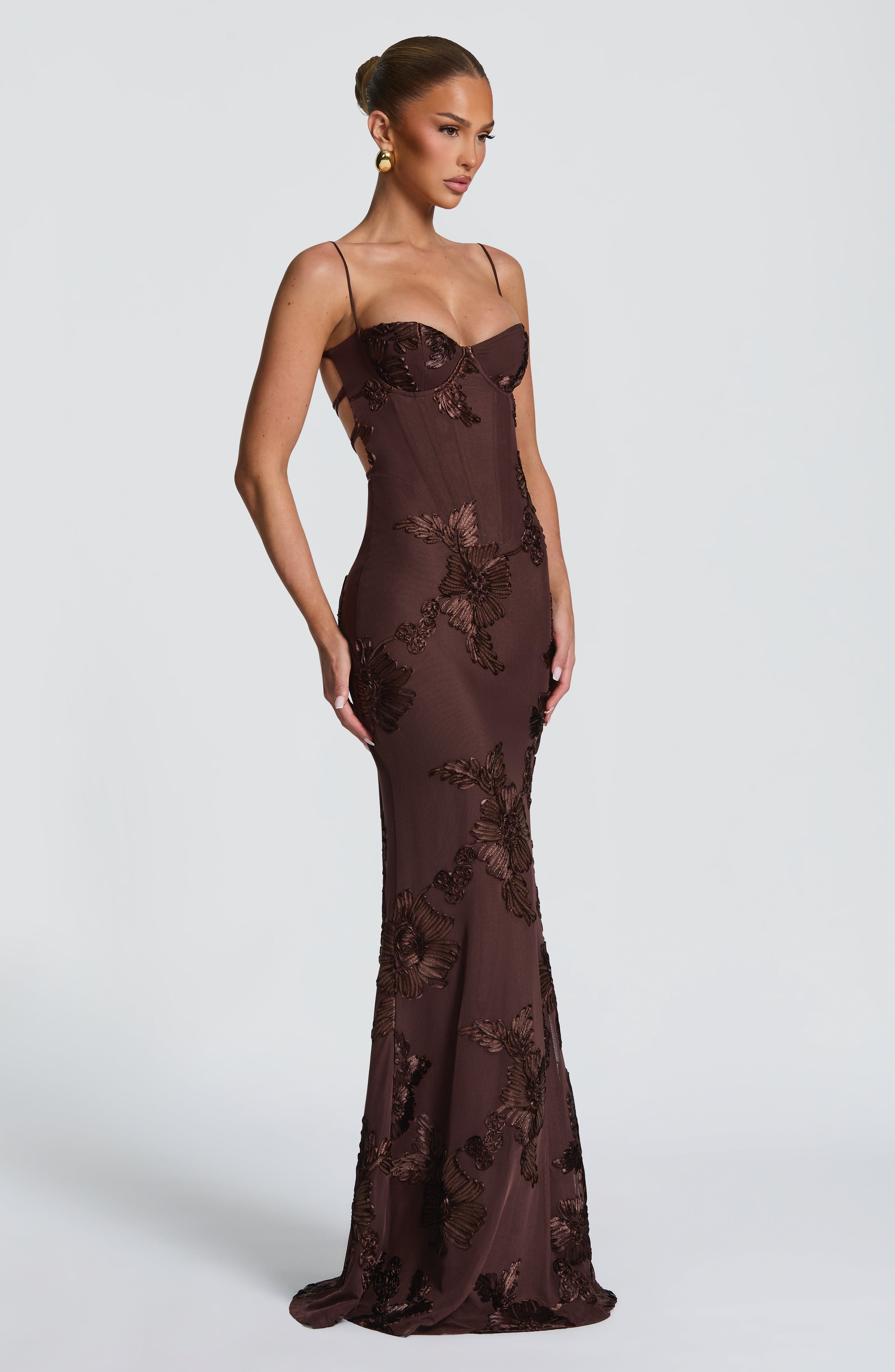 Vestido largo Nefertiti - Marrón ciruela