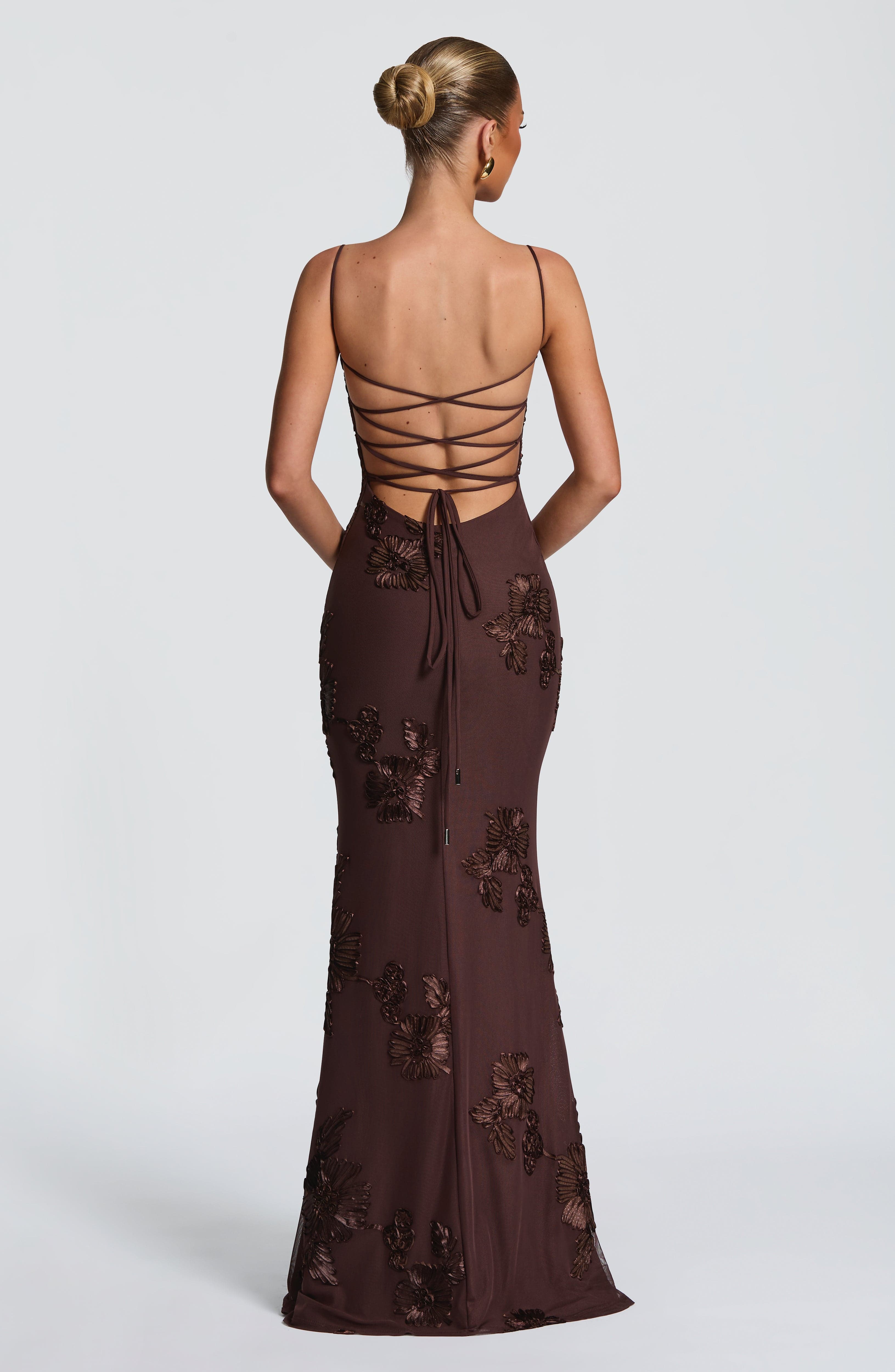 Vestido largo Nefertiti - Marrón ciruela