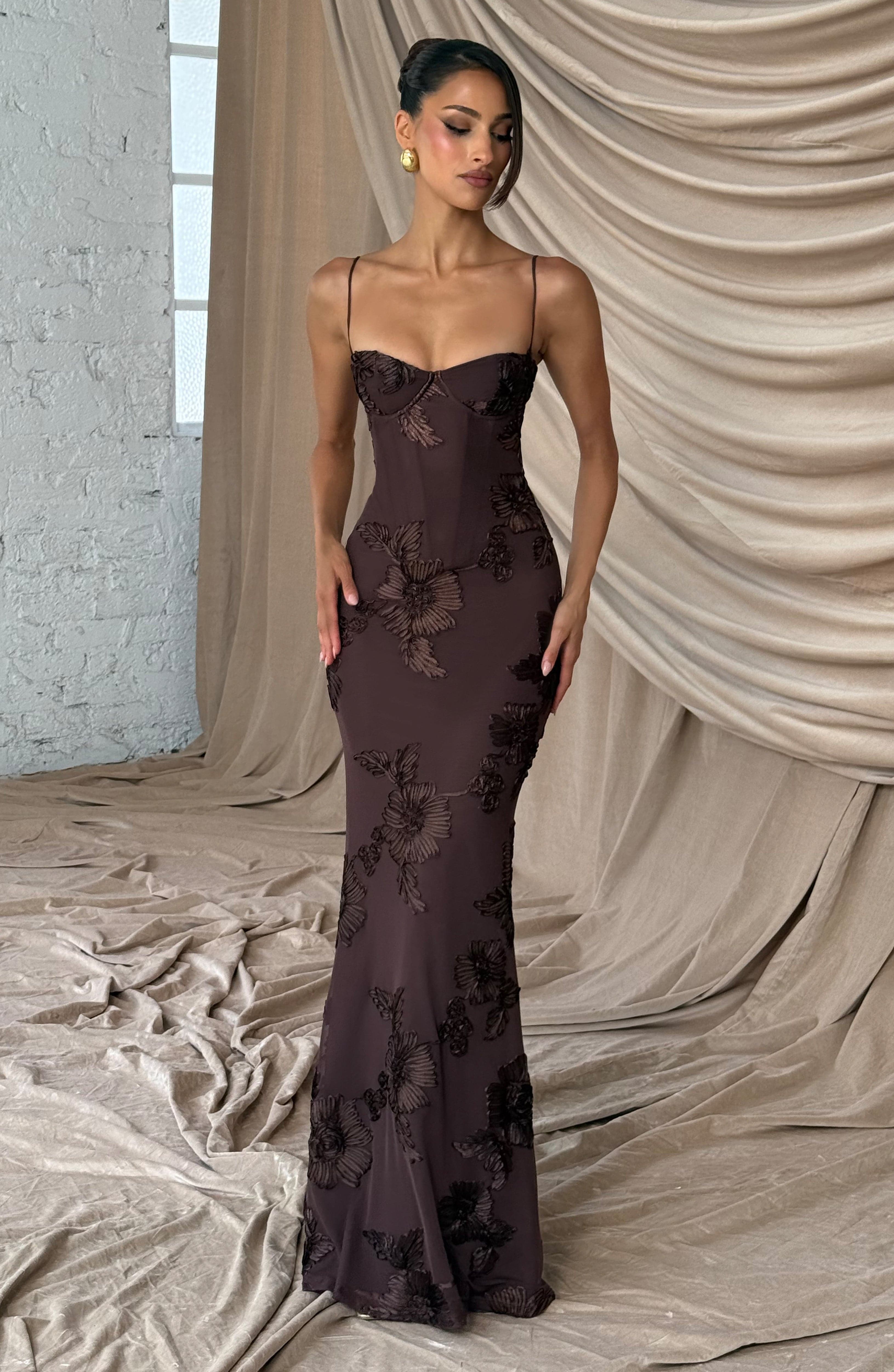 Vestido largo Nefertiti - Marrón ciruela