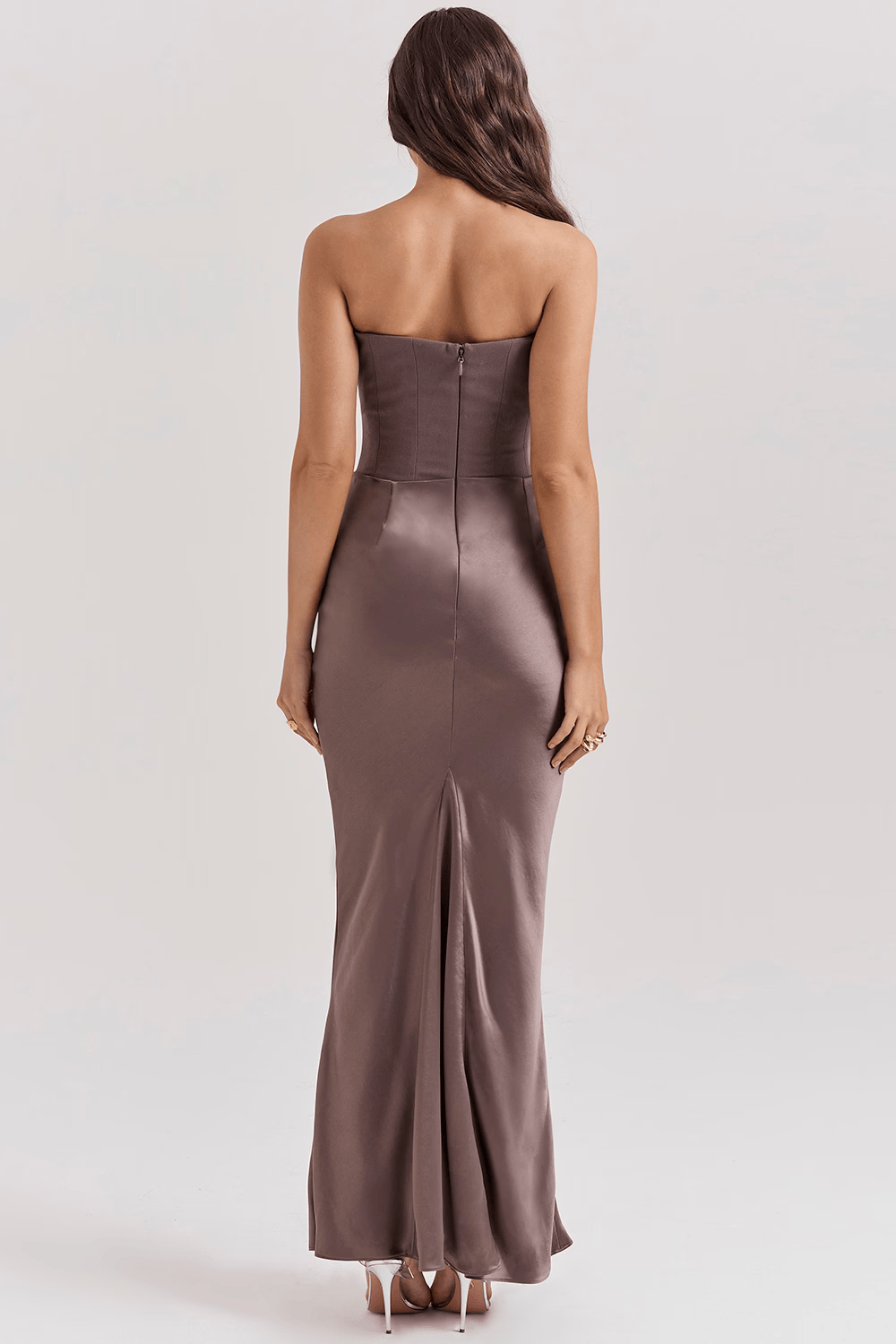 SERENA | Vestido Corsé con Falda Drapeada de Satén