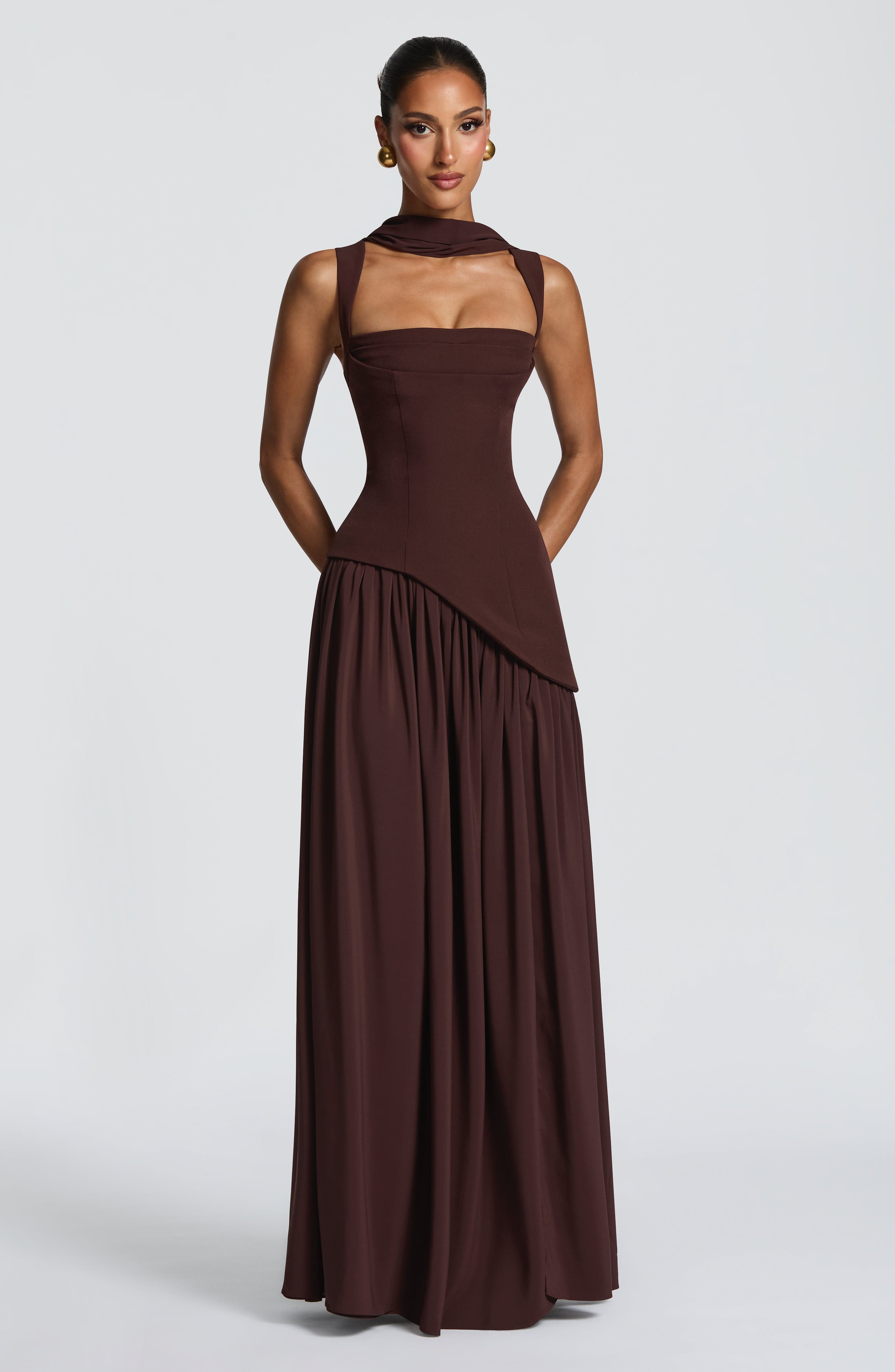 Vestido largo Tullulah - Marrón ciruela