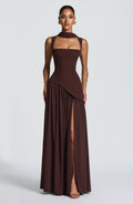 Vestido largo Tullulah - Marrón ciruela
